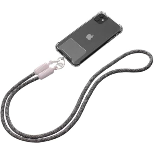 G-Power Soft Nylon Adjustable Detachable Crossbody Cell Phone Lanyard With Secure Metal Clasp Ideal For Hands-Free Outdoor Adventures 60 CM - Gray White
