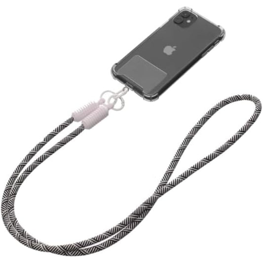 G-Power Soft Nylon Adjustable Detachable Crossbody Cell Phone Lanyard With Secure Metal Clasp Ideal For Hands-Free Outdoor Adventures 60 CM - White Black